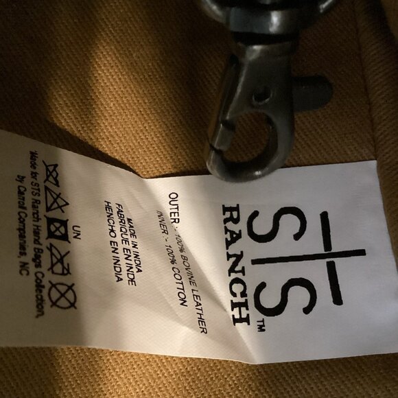 STS Ranch Large Bovine Leather Cowhide Satchel Tote Tassel Brown Double Handle - Picture 2 of 12